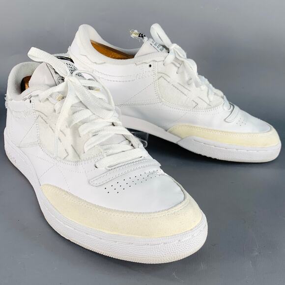 REEBOK x MAISON MARGIELA Size 9 White Cream Leather Lace-Up Low Top Sneakers - Picture 1 of 9